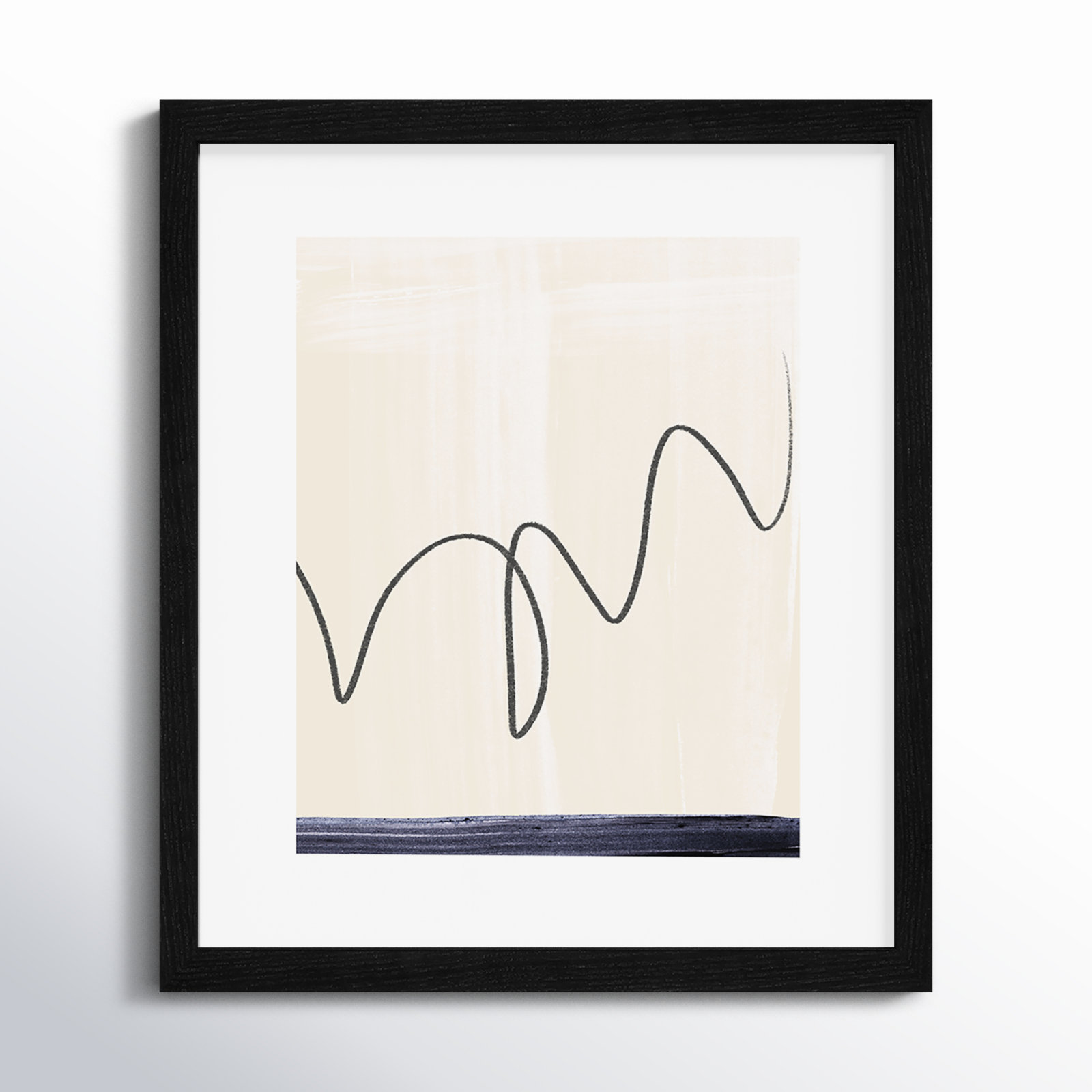Tigerlily "Departured II" Painting, Black Framed Paper, 15" H x 13" W x 0.75" D