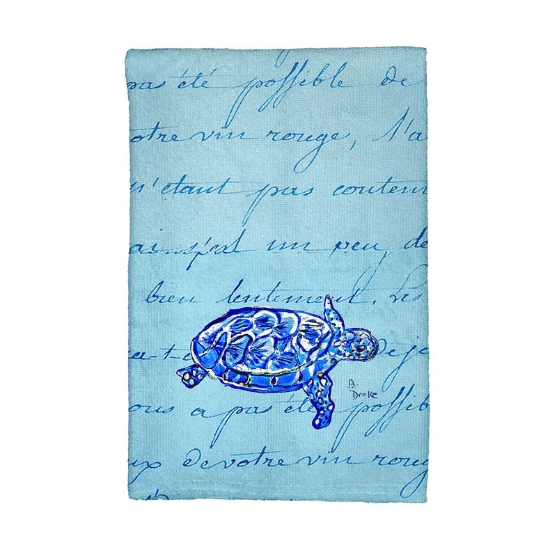 Serviette de thé script sea turtle