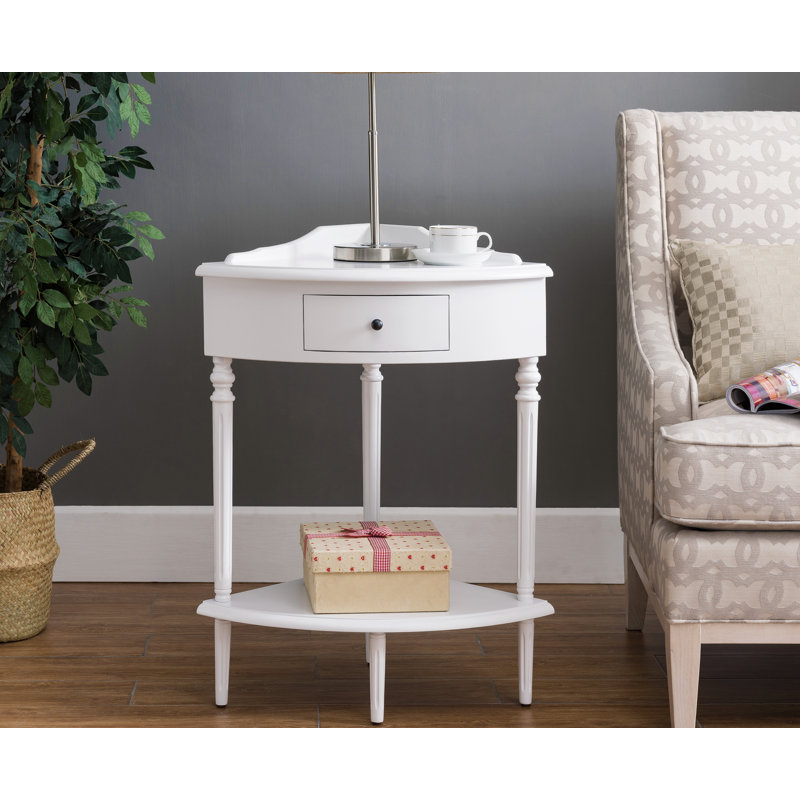 Wilfredo Solid + Manufactured Wood Corner Stand, Cottage White