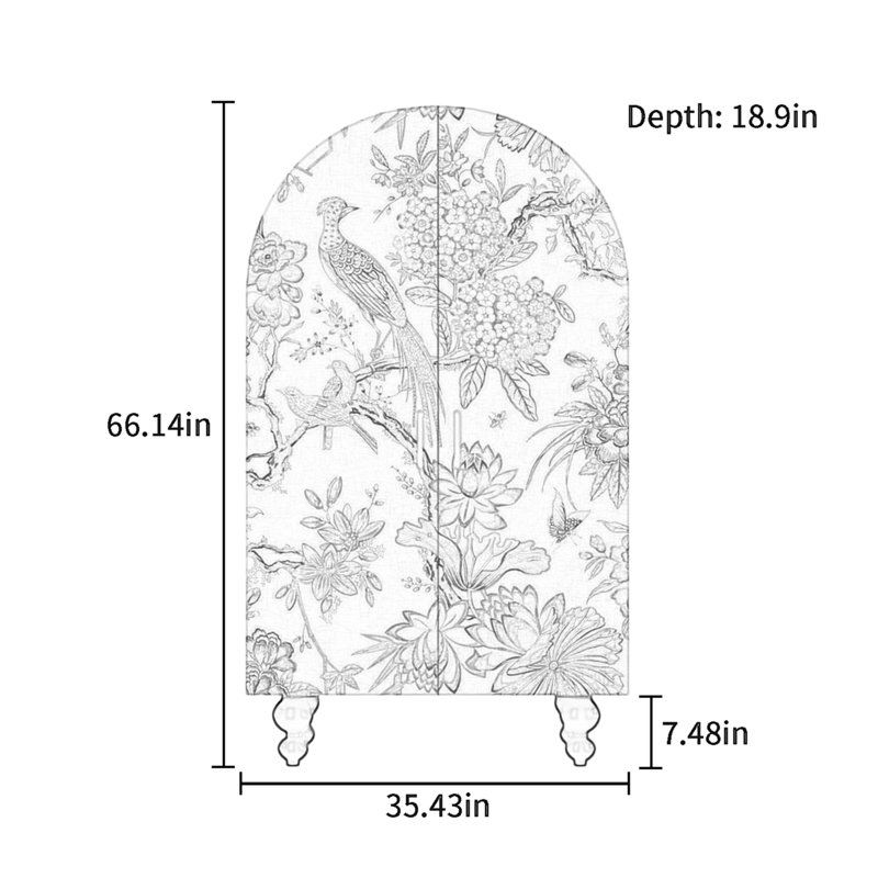 Armoire arquée avec tablettes et portes, Ivoire blanc