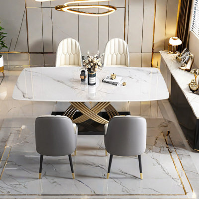 Nordic style luxury rectangular dining table sets
