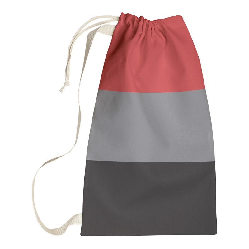 Fabric Laundry Bag with Handles, 36" H x 28" W x 1.5" D, Red/Flat Gray/Black