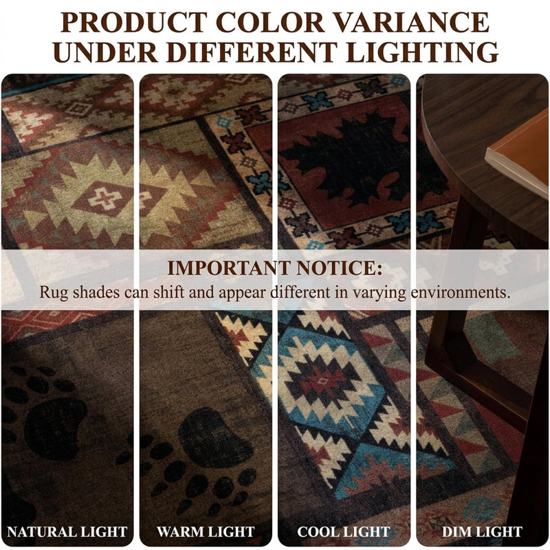 Rustic Cabin Lodge Wildlife Machine Washable Area Rug with Non-slip Backing, Rectangle 9' x 12'