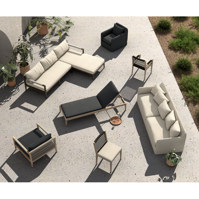 Sherwood Outdoor Dining Armchair, Weathered Gray, Faye Sand