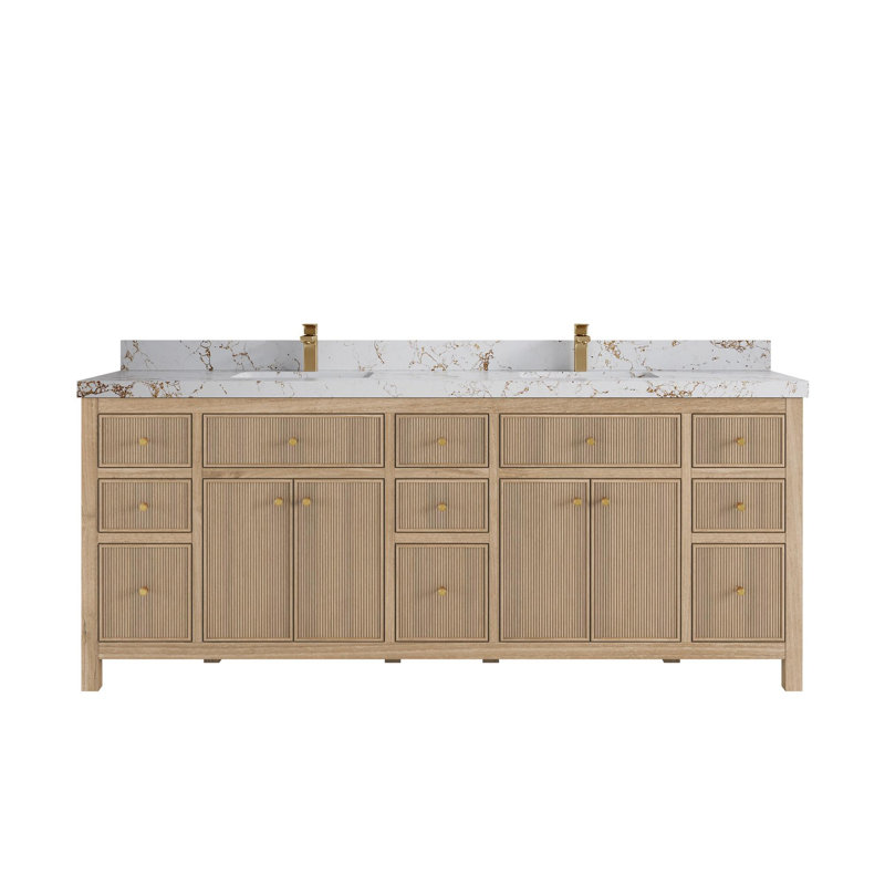 Ensemble de meuble-lavabo double 84 po Sonoma, Doré Viola