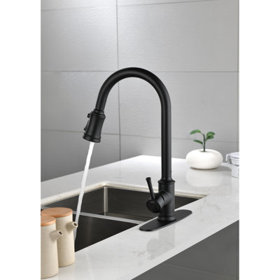 Robinet de cuisine noir mat, acier inoxydable, douchette extractible pour robinet d'eau en acier noir, fonction