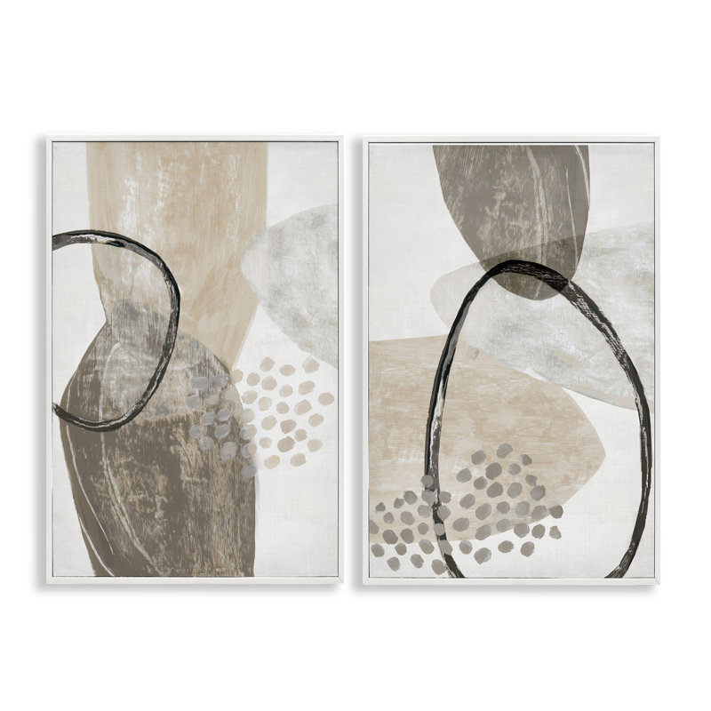 Ensemble de 2 giclées encadrées de formes ovales neutres, design par Hannah Dawson, H 18 po x l 12 po