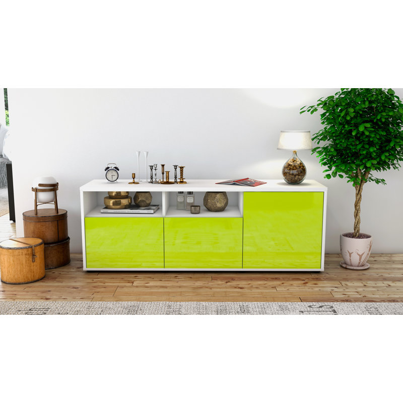Wyss Unfinished TV Stand for TVs up to 60, High-gloss Green / Matte White