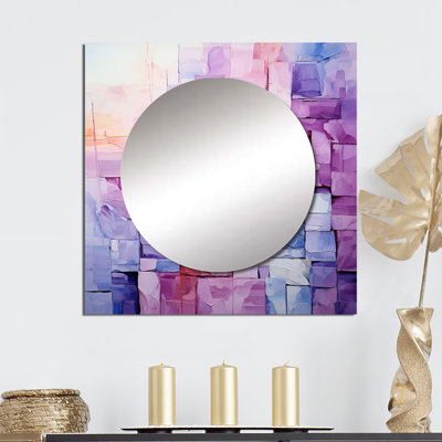 Rosita - lilas treillis formes abstraites I formes abstraites grand miroir carré décoration murale pour chambre à coucher