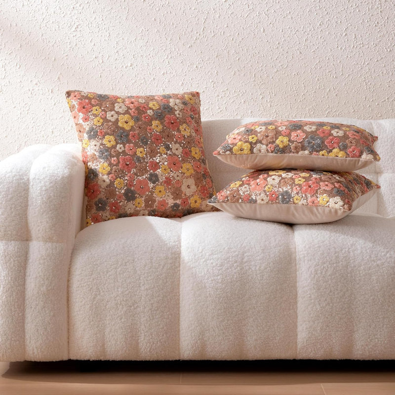 SLEEP ZONE Throw Pillow Covers 18x18, Embroidered Decorative Pillows for Bed, Spring Pillow Covers Modern Farmhouse Home Decor for Sofa Living Room Couch Bed ﻿