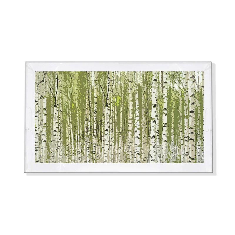 Plateau rectangulaire en bouleau, H 2 po x l 12,25 po x P 7,75 po, Vert forêt