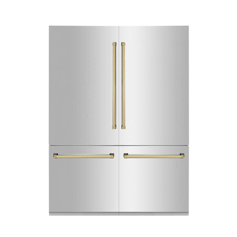 ZLINE Autograph Edition 60 in. 32.2 cu. ft. French Door Built-In Bottom Freezer Refrigerator with Water Dispensers and Ice Makers in Satin Stainless Steel