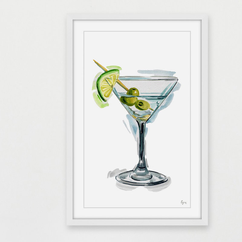 « olive martini », reproduction d’art encadrée, H 18 po x l 12 po x P 1,5 po