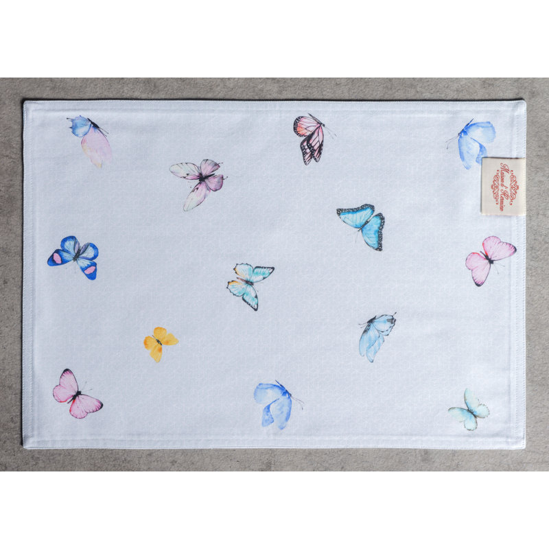 Blossom in Spring Cotton Butterfly Print Rectangle Placemats Set