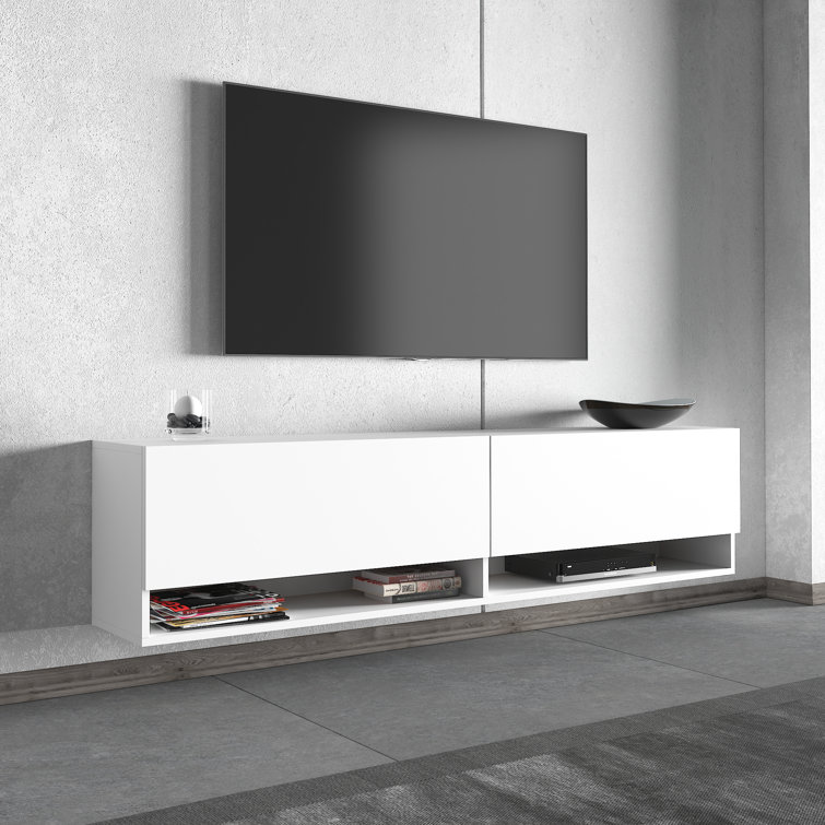 Ebern Designs Didimo Floating TV Stand Up 80" TV's Wall Minimalist Console Reviews | Wayfair