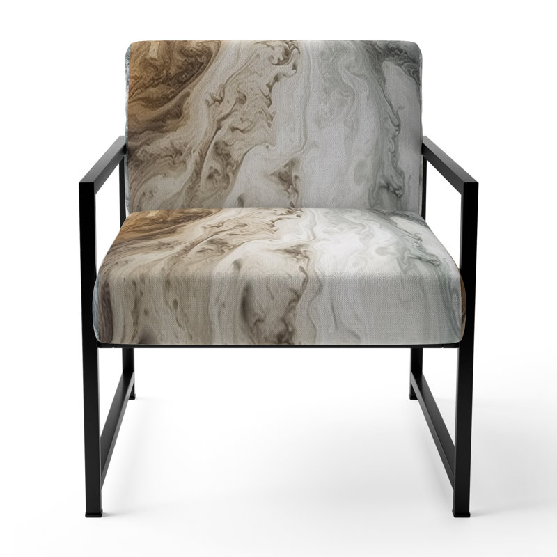 Marbre abstrait avec reproduction de l'espace II - Chaise d'appoint rembourrée abstraite, Noir