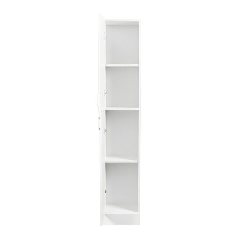 Armoire autoportante avec tablettes réglables et deux portes pour la cuisine et la salle à manger, Blanc