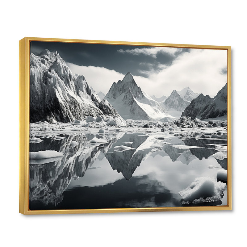 Biagio " Grey Glacier Wonderment ", H 12 po x l 20 po x P 1 po, Cadre flottant doré