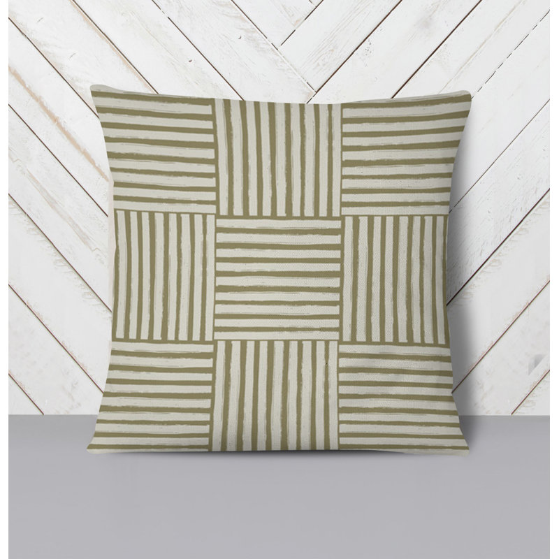 Throw Pillow With Insert, 16"H x 16"W, Brown Striped 4