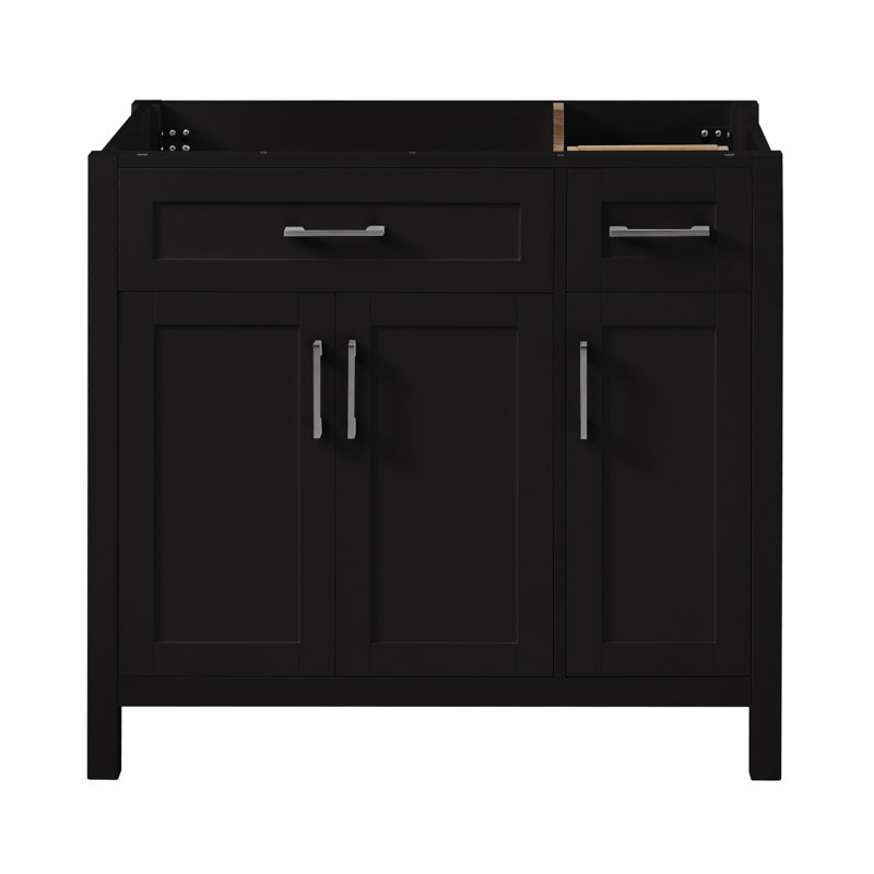 [Cabinet seulement] Meuble-lavabo (lavabo non inclus), Noir, noir, noir, noir