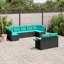 Ensemble de canapé de patio 9 pièces avec coussins en polyester noir Latitude Run®-664841651