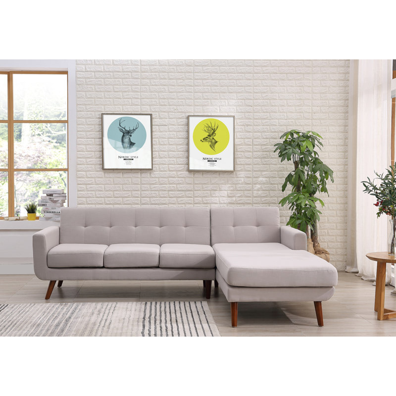 Canapé et chaise longue 98,48 po Barnet, Beige/brun clair, Orienté à droite (vu de face)