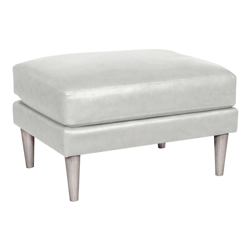 Thea Ottoman, Dove Gray, Distinct Shroom Genuine Leather