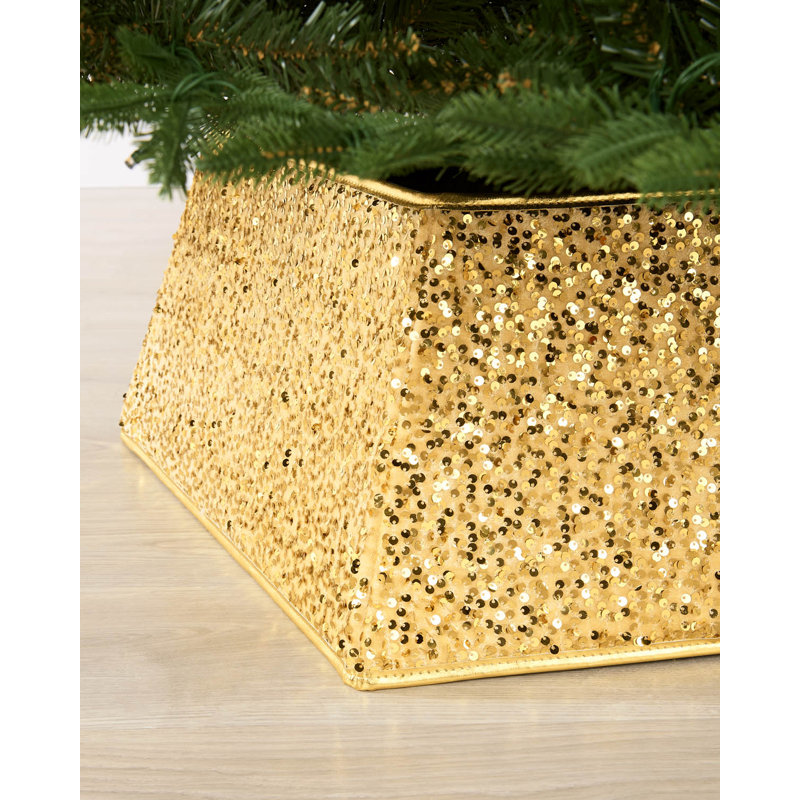 Gold Sequin Square Christmas Tree Collar, 36cm