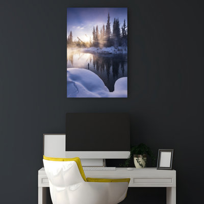 «Alaskan Winter Peaceful Serene Tranquil Pine Tree Forest Landscape», reproduction d'art murale