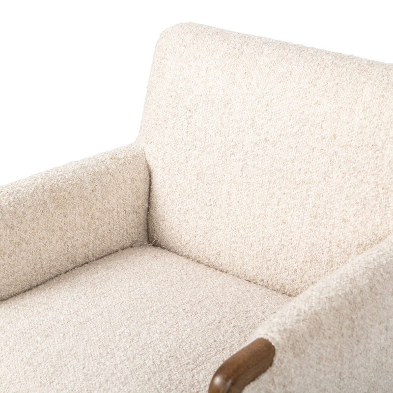 Ledger Upholstered Arm Chair, Cream Polyester Blend