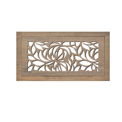 Registre de plancher de bois franc. Ouverture de conduit 4 x 10 (total 7 x 13) - Conception à feuilles  