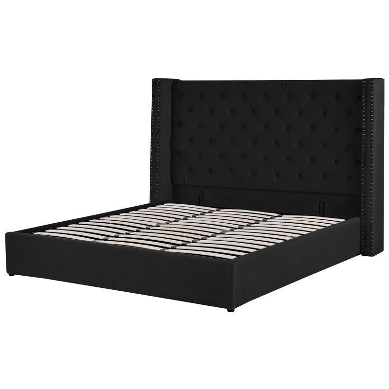 Shala Upholstered Ottoman Storage Bed, Black, Super King (6')