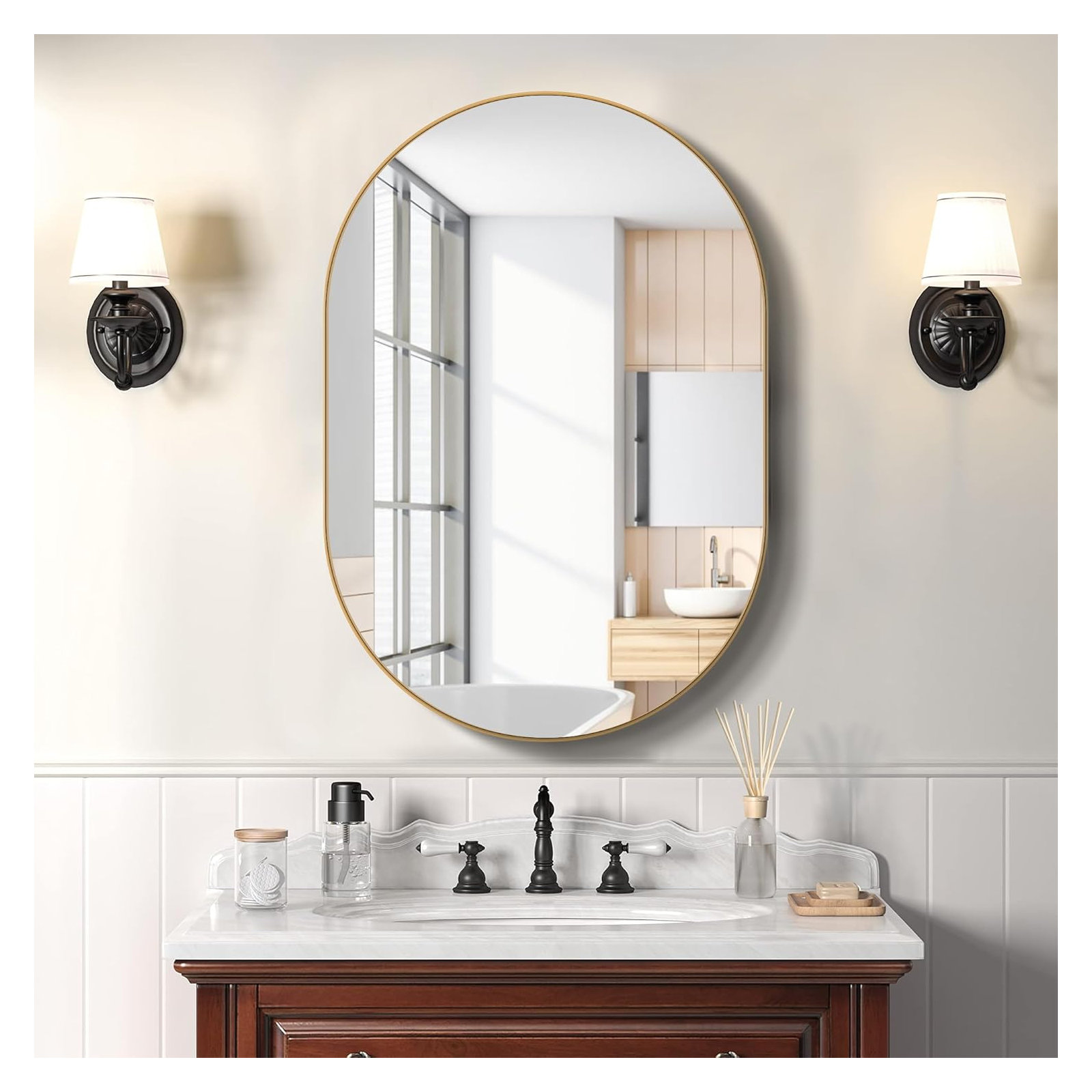 Laelani 21'' W 34'' H Recessed Framed Medicine Cabinet With Shelves, Gold