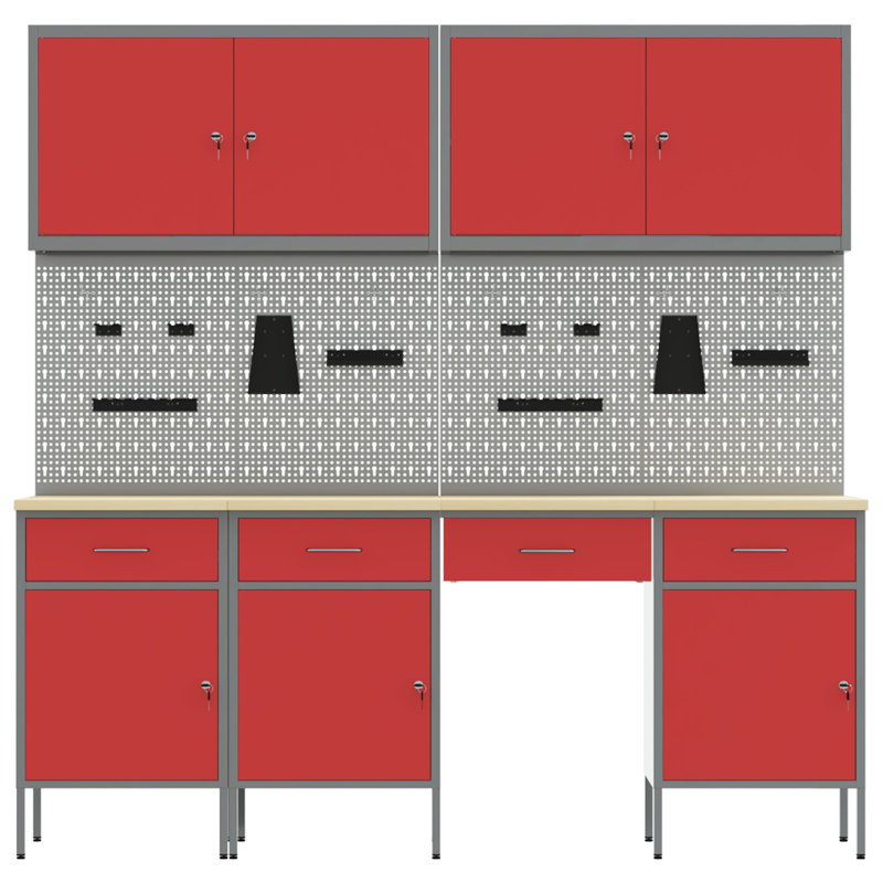 Set Of 8 Steel Medium Height-Adjustable, Red