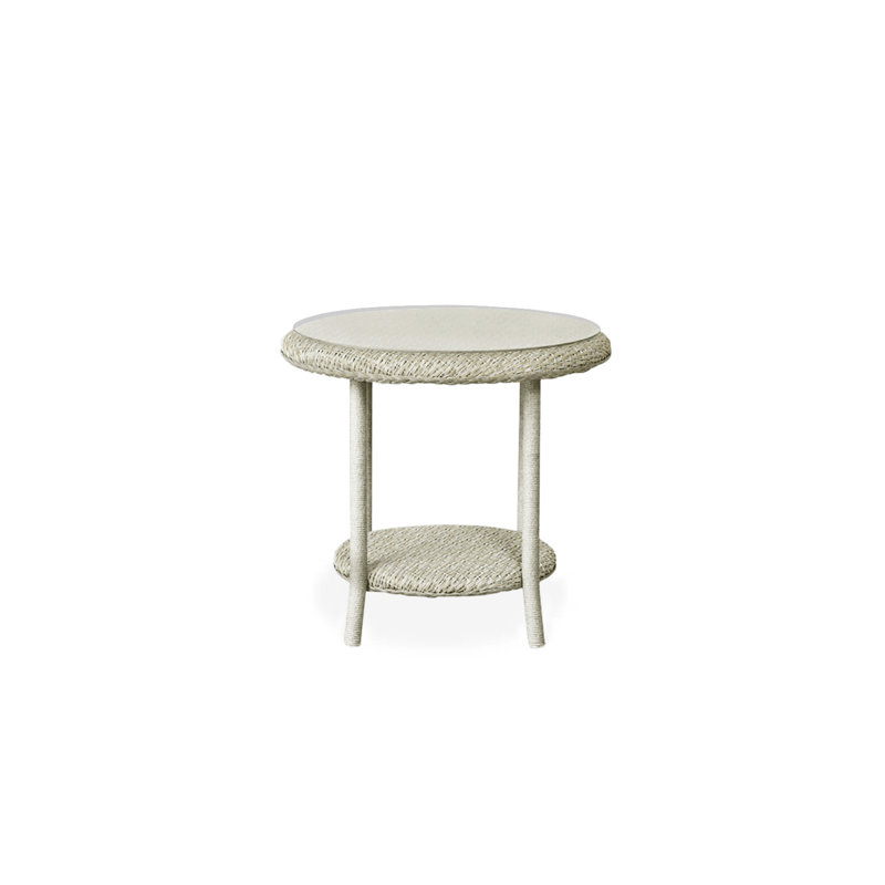 Universal Loom Accessories Outdoor Round Side Table, Antique White