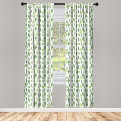 Cactus 2 Panel Curtain Set, Doodle Style Cartoon Floral Arrangement Spring Season Mexican Culture, Lightweight Window Treatment Living Room Bedroom De -  East Urban Home, 17E4692278CE498AB0D6C22B3A2885A8