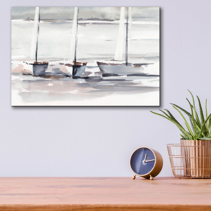 «Caribbean Sails 1» par Ethan Harper, art mural en verre acrylique, H 12 po x l 16 po x P 0,13 po
