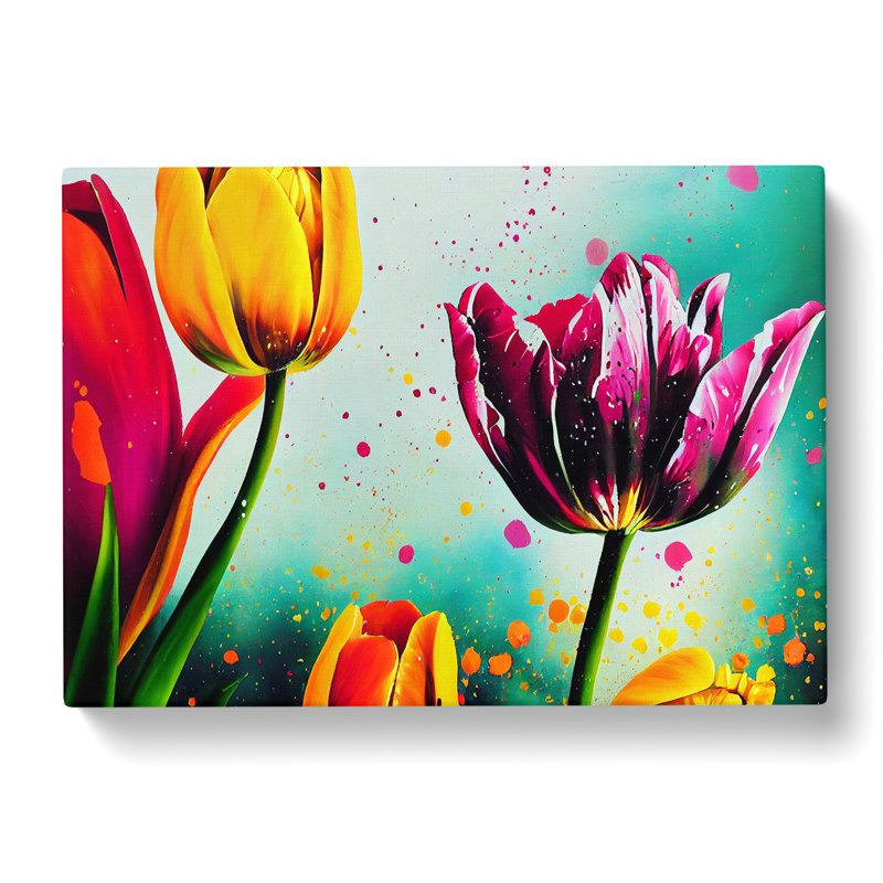 Tulip Flower Splash Vol.1 Abstract - Wrapped Canvas, 40cm H x 60cm W x 3cm D