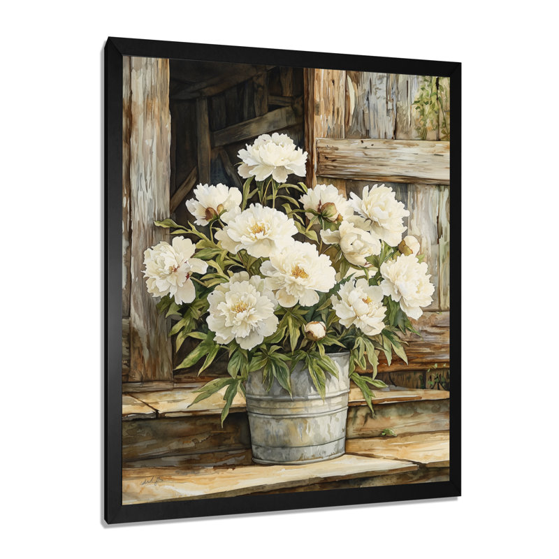 Paulette - impressions murales florales, Impression d'un seul cadre photo, H 44 po x l 34 po, Noir, noir, noir, noir