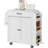 Rolling Kitchen Island Cart with Storage Cabinet and Power Outlet, White