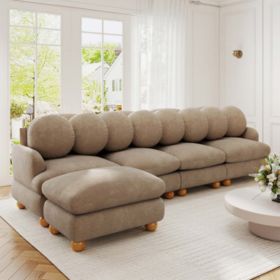 Canapé modulaire en chenille avec repose-pieds mobile