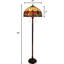 Lampe sur pied 62 "à deux lumières 62" avec abat-jour dôme en verre coloré rouge