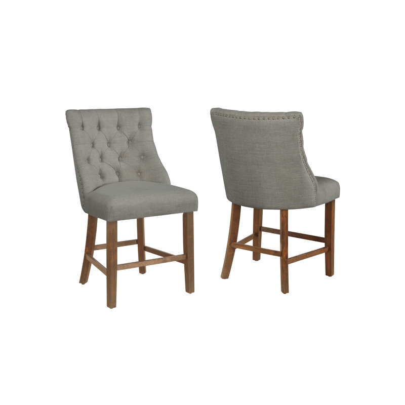 Chaise d’appoint rembourrée en lin Touffeté ahjah, gris