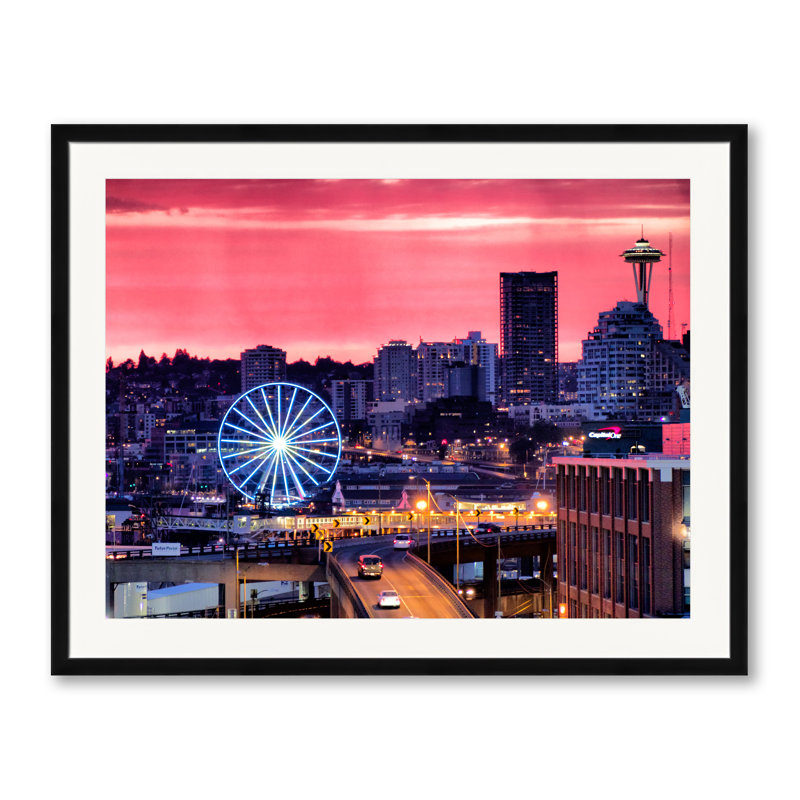 Seattle's Skyline Print by Scott Wurzel, Black Framed Paper, 24" H x 30" W