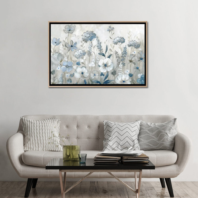 Cool Blue Field - reproduction d'art murale encadrée, Beige, H 32 po x l 48 po, Reproduction encadrée sans passe-partout