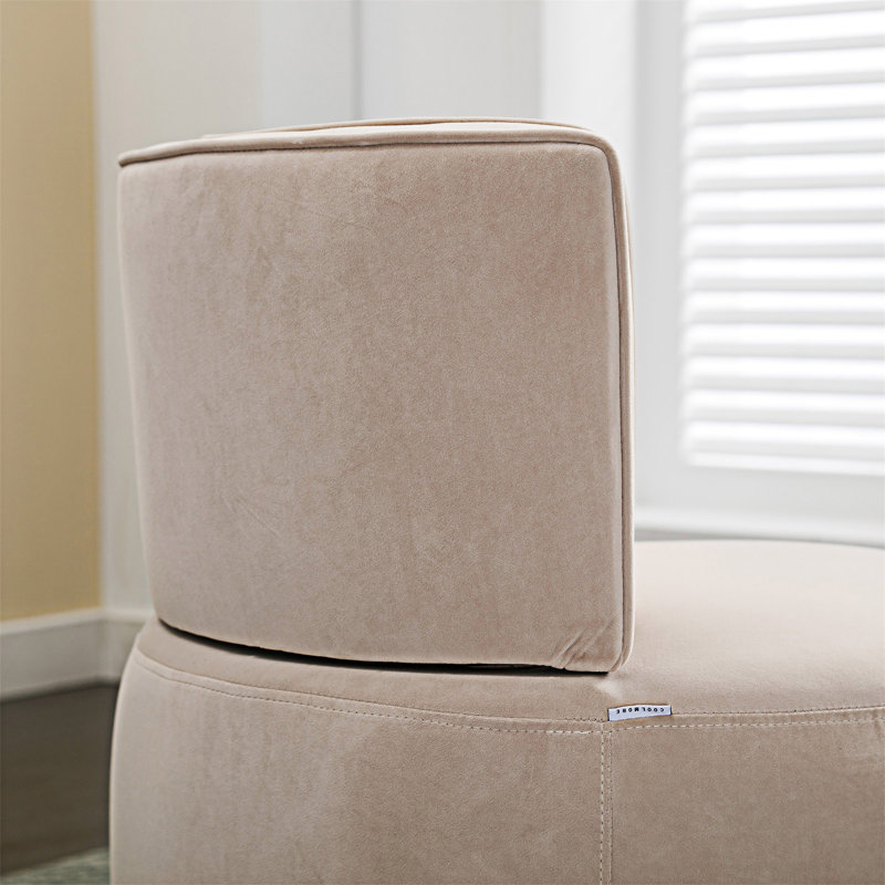 Alphonsine Upholstered Swivel Barrel Chair, Beige Velvet