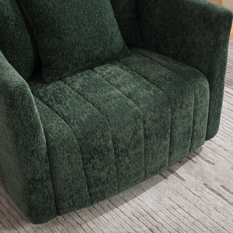 Fauteuil demi-tonneau pivotant de 39 po, fauteuil de lecture rembourré avec coussins, Vert