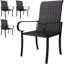 Chaise de salle à manger pe 4 tissée à la main avec structure haute en acier rouille, brun, idéale pour la salle de patio. Assemblage requis dossier haut