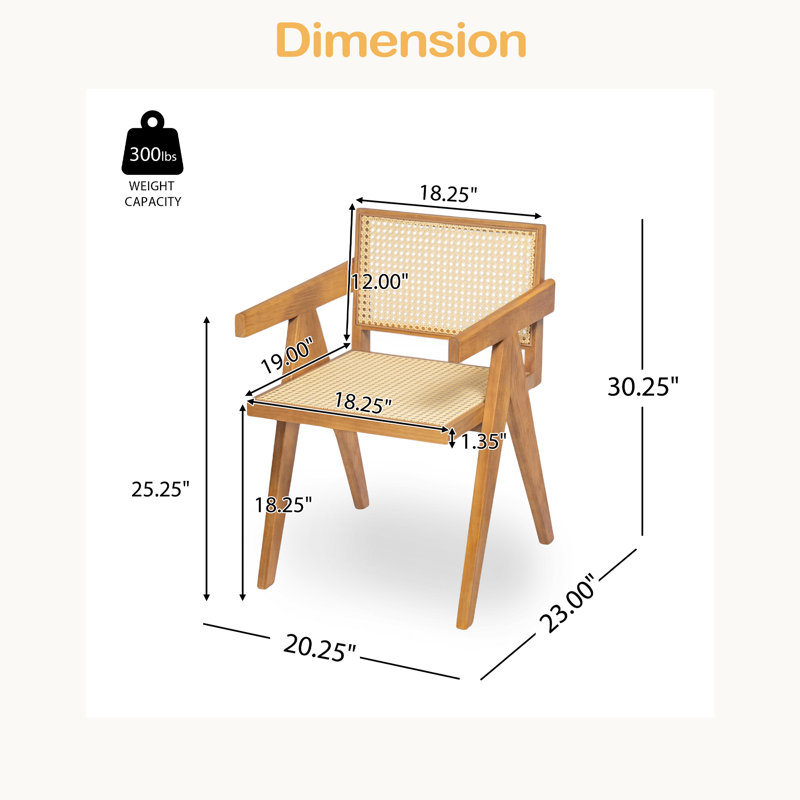 Chaise de salle à manger avec accoudoirs Chandigarh (ensemble de 2), Naturel