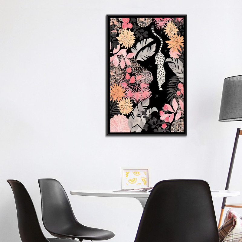 Art de pédoncule leopard, H 40 po x l 26 po x P 1,5 po, Toile avec cadre noir